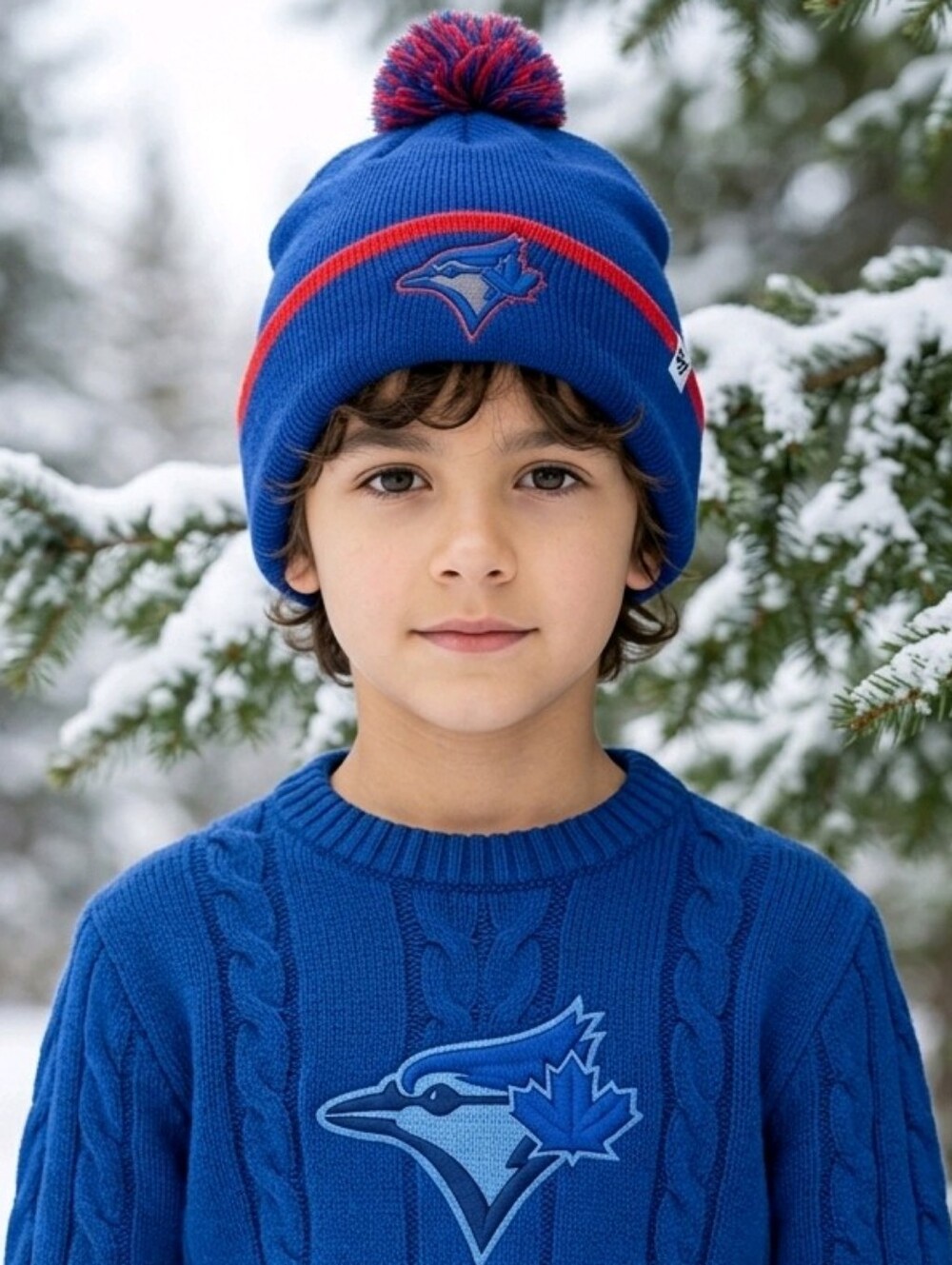 47 Brand YOUTH UNISEX  Toronto BLUE JAYS Knit Beanie with a Pom pom